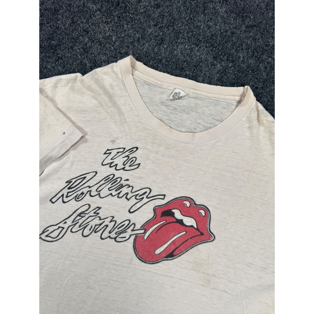 Vintage Rolling Stones T-Shirt 70s Hanes USA Tongue Logo Single Stitch Size L